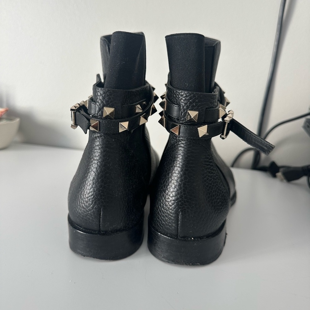 Valentino Rockstud Leather Beatle Buckle Wrap Bootie